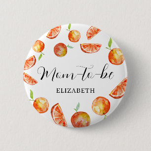Badge Rond 5 Cm Maman-to-be Little Cutie Baby shower Orange Person