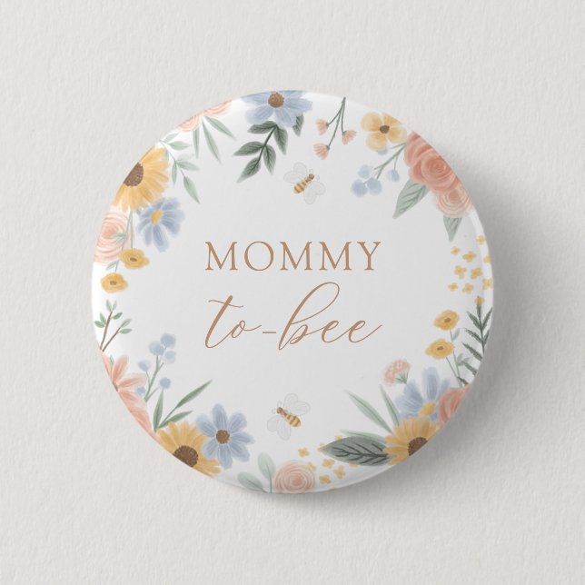 Badge Rond 5 Cm Maman to Bee Baby shower (Devant)