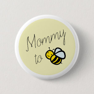 Badge Rond 5 Cm Maman to Bee Maman Baby shower Jaune