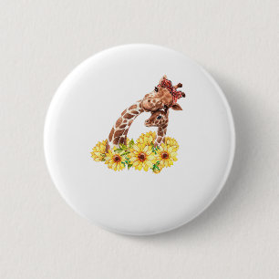 Badge Rond 5 Cm Maman Tournesol Cadeau Safari Afrique Animal Enfan