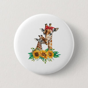 Badge Rond 5 Cm Maman Tournesol Safari Afrique Animaux Enfants Mig