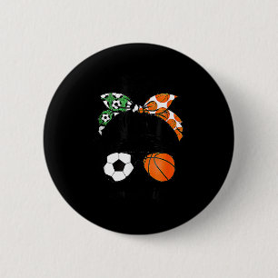 Badge Rond 5 Cm Maman vie football et basket-ball chignon désordon