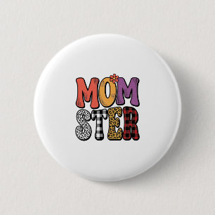 Badge Rond 5 Cm Maman Vintage Maman Léopard Carreaux Typographie C
