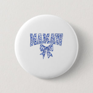 Badge Rond 5 Cm Mamaw Coquette Toile Bleu Nœud Floral Fête des Mèr