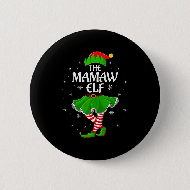 Badge Rond 5 Cm Mamaw Elf Christmas Family Girls Women Elf Squad X (Devant)