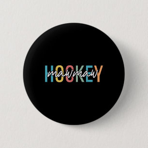 Badge Rond 5 Cm Mamie de hockey rétro vintage amateur de hockey