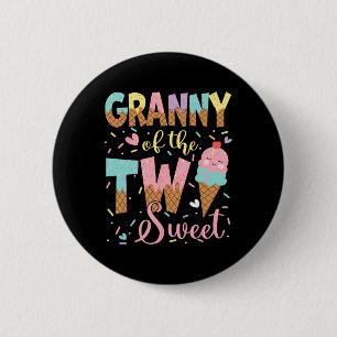 Badge Rond 5 Cm Mamie Des Deux Douces 2e Fille D'Anniversaire Crea