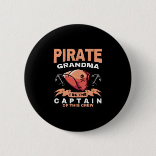 Badge Rond 5 Cm Mamie pirate homme capitaine caraïbe grand-mère