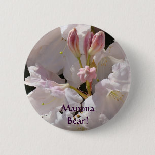 Badge Rond 5 Cm Mamma Bear ! bouton Fleurs Rhodies roses