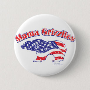 Badge Rond 5 Cm Mamma-Grizzly en détresse