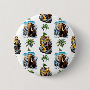 Badge Rond 5 Cm Mammoth Sabertooth Tiger âge de glace Conception M