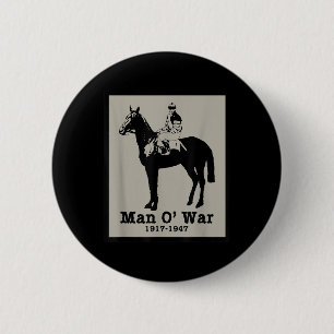 Badge Rond 5 Cm Man O War Vintage Race Horse