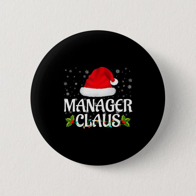 Badge Rond 5 Cm Manager Claus Christmas Lights Santa Pajama Family (Devant)