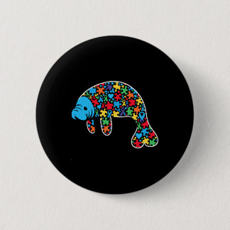 Badge Rond 5 Cm Manatee Puzzle Sensibilisation sur l'autisme Autis