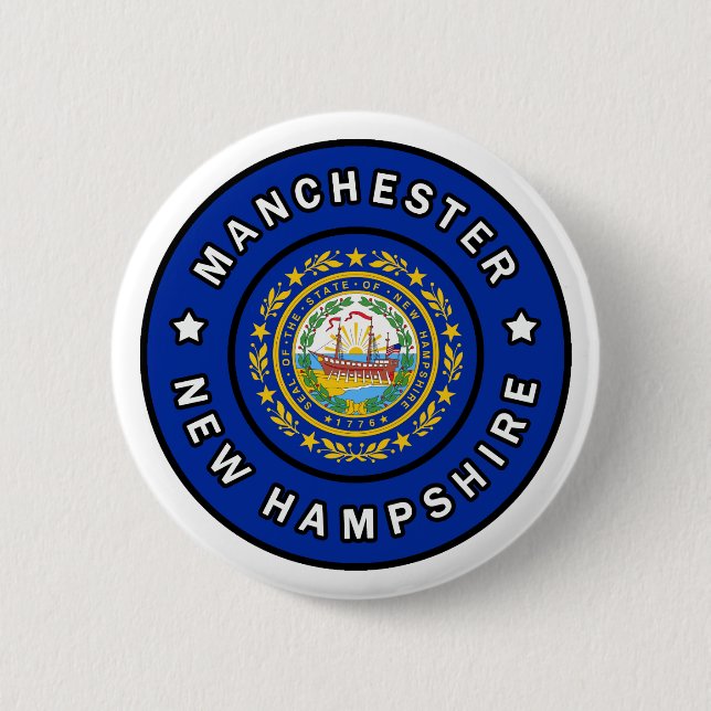 Badge Rond 5 Cm Manchester New Hampshire (Devant)