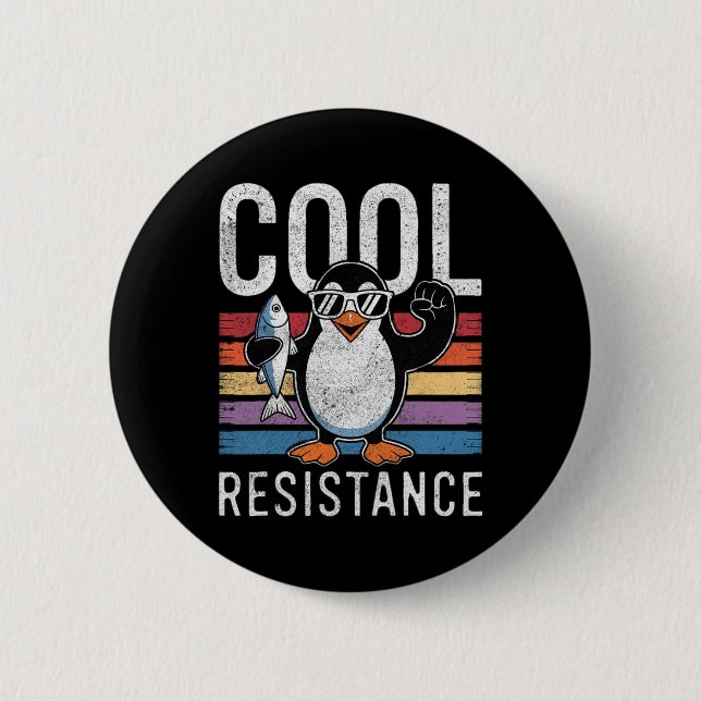 Badge Rond 5 Cm Manchot résistant cool subtil proteste contre les  (Devant)