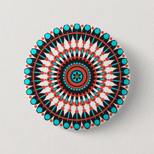 Badge Rond 5 Cm Mandala amérindienne