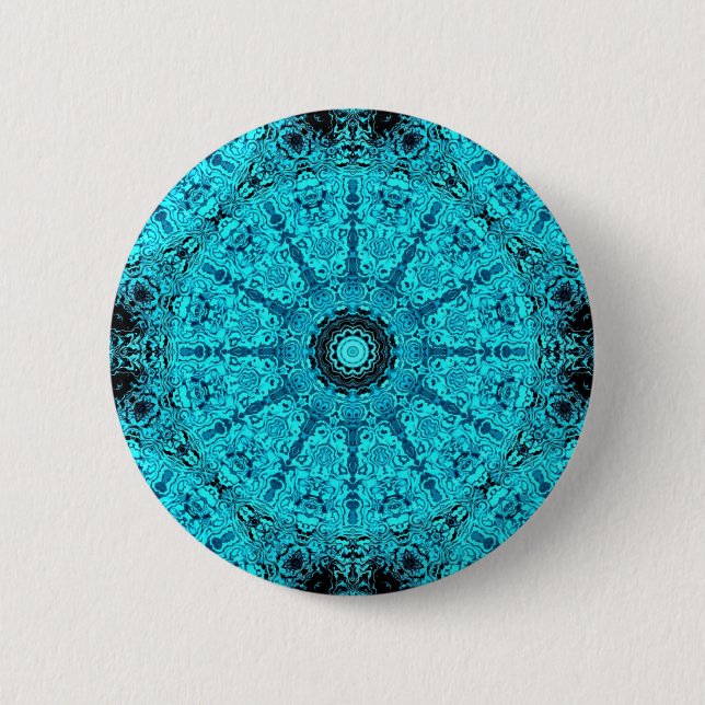 Badge Rond 5 Cm Mandala d'aqua élégant (Devant)