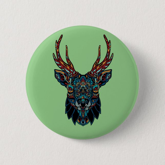 Badge Rond 5 Cm Mandala de cerfs (Devant)
