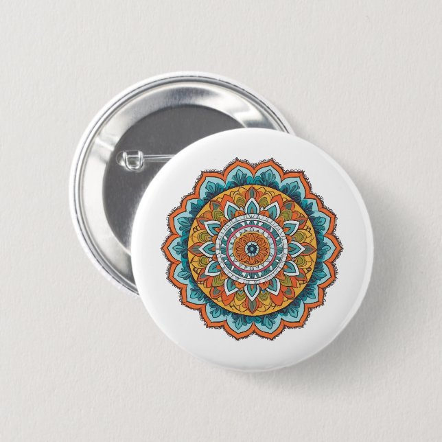 Badge Rond 5 Cm mandala de diverses couleurs (Devant & derrière)