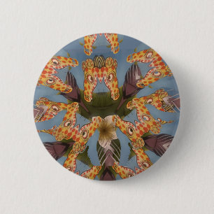 Badge Rond 5 Cm Mandala de girafe à kaléidoscope : Art de safari a