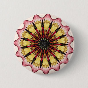 Badge Rond 5 Cm Mandala de lances tribales et cœurs qui se fanent