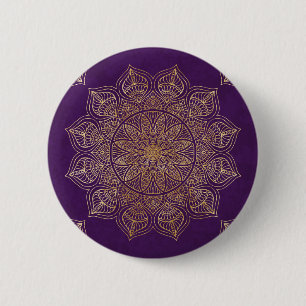 Badge Rond 5 Cm Mandala d'or