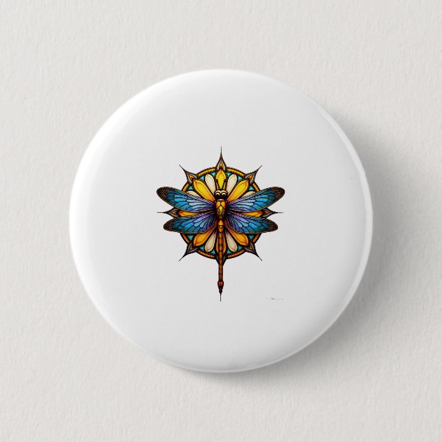 Badge Rond 5 Cm Mandala Dragonfly Luminous Sacred Geometry Spiritu (Devant)