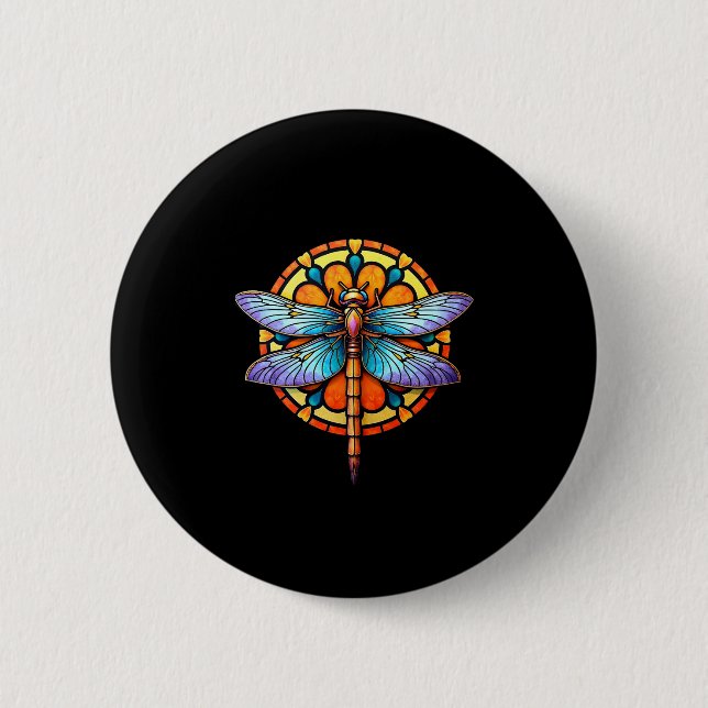 Badge Rond 5 Cm Mandala Dragonfly Luminous Sacred Geometry Spiritu (Devant)