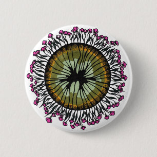 Badge Rond 5 Cm Mandala Floral Psychédélique Œil Épinglette Trip