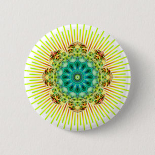 Badge Rond 5 Cm Mandala jaune vert faites votre propre arrière -