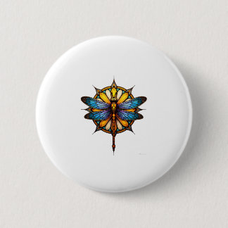 Badge Rond 5 Cm Mandala Libellule Lumineuse Géométrie Sacrée Spiri