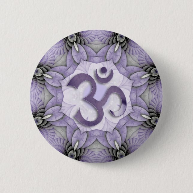 Badge Rond 5 Cm MANDALA OM - violet (Devant)