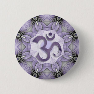 Badge Rond 5 Cm MANDALA OM - violet