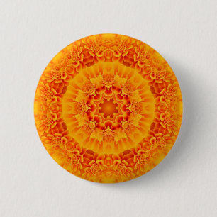 Badge Rond 5 Cm Mandala orange de souci