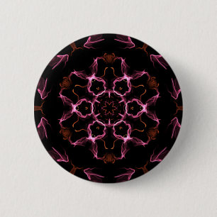 Badge Rond 5 Cm Mandala rose et orange sur Arrière - plan noir