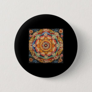 Badge Rond 5 Cm Mandala tibétain Géométrie sacrée