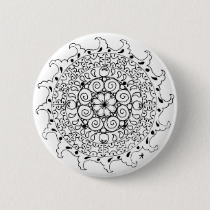 Badge Rond 5 Cm Mandala zen des vagues de l'océan