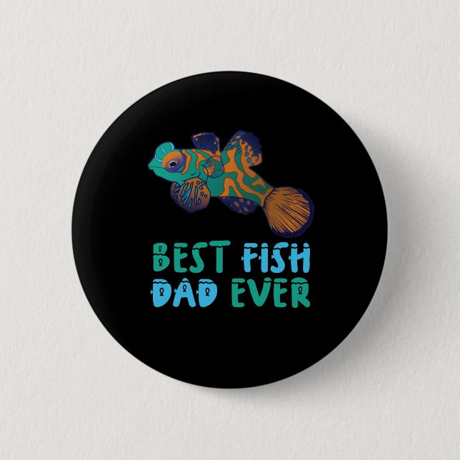 Badge Rond 5 Cm Mandarin Fish Aquarium Meilleur papa de poisson ja (Devant)