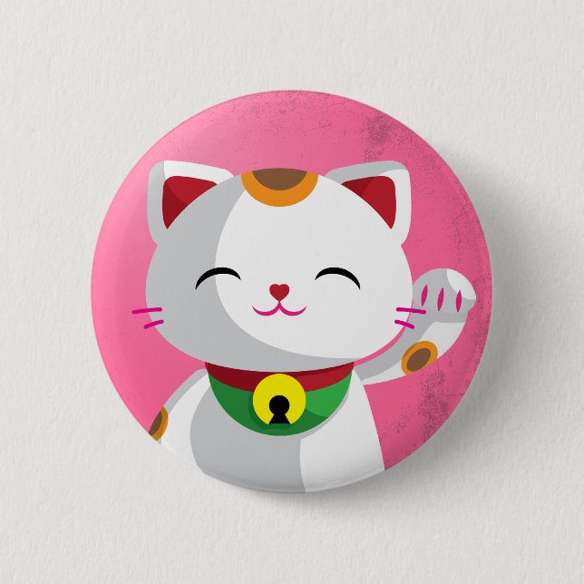 Badge Rond 5 Cm Maneki Neko (Devant)