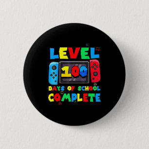 Badge Rond 5 Cm Manette de jeu niveau 100 jours d'école terminés 