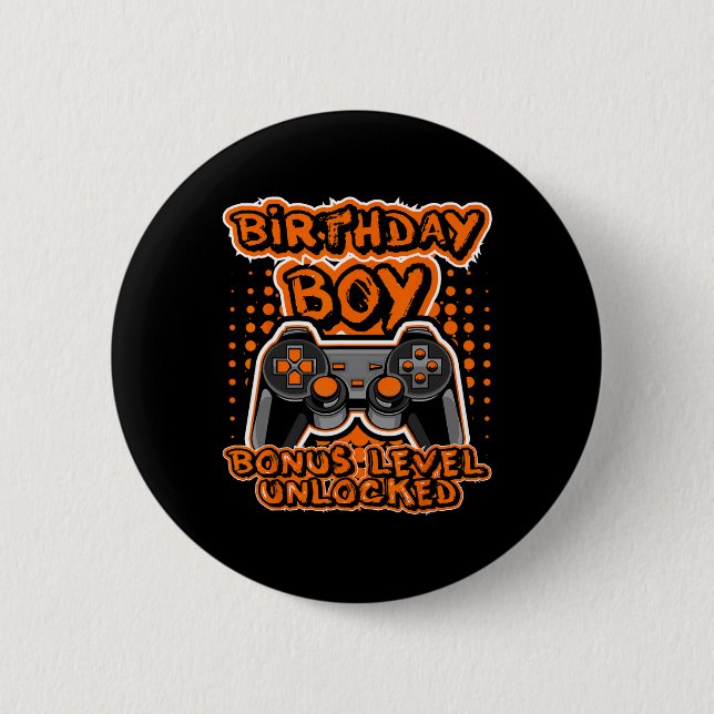 Badge Rond 5 Cm Manette de jeu vidéo orange rétro 8 bits Bi (Devant)