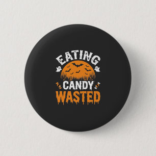 Badge Rond 5 Cm Manger des bonbons gâché Halloween Design_1