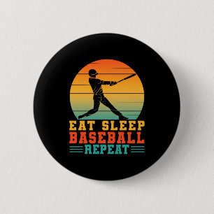 Badge Rond 5 Cm Manger dormir baseball répéter joueur de baseball 