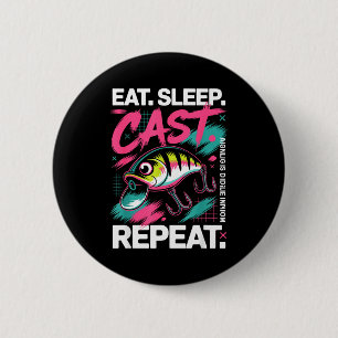 Badge Rond 5 Cm Manger Dormir Couler Répéter Amant de la pêche Hom
