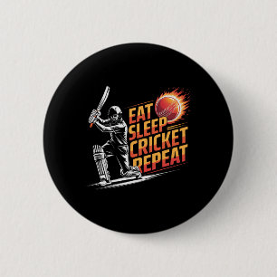 Badge Rond 5 Cm Manger Dormir Cricket Répéter Amoureux de Sport Fa