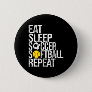 Badge Rond 5 Cm Manger Dormir Football Doucement Répéter Drôle Ll 