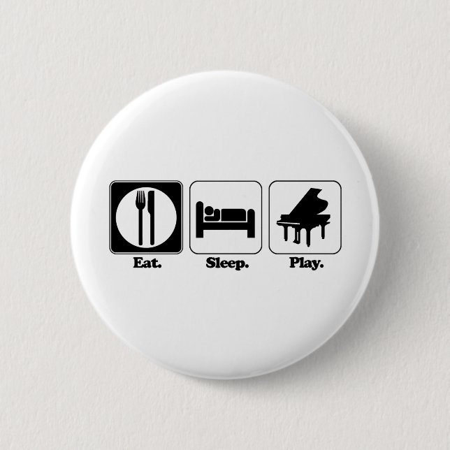 Badge Rond 5 Cm manger dormir jouer piano (Devant)