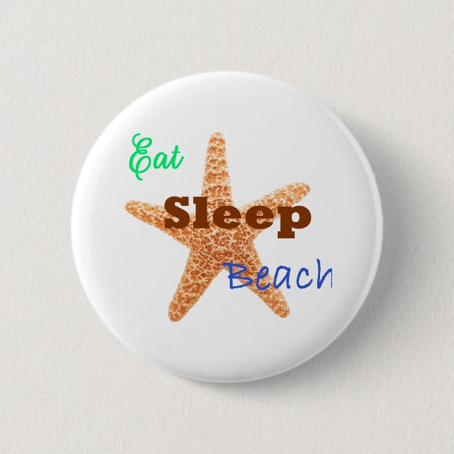 Badge Rond 5 Cm Manger Dormir Plage - Bouton (Devant)