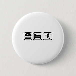 Badge Rond 5 Cm Manger, Dormir, Skier Et Répéter J'adore Skier Tou